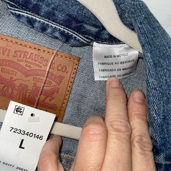 Levi's Womens Trucker Jacket Blue Size Large Denim Pure Cotton Customized New - Picture 9 of 13